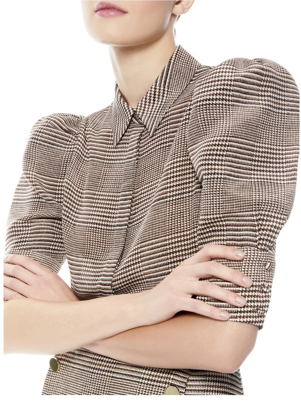 Alice + Olivia WILLA SCRUNCH SLEEVE SILK TOP XS